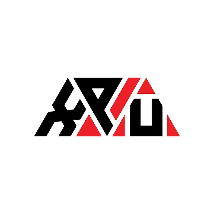 Vector diseño del logotipo triangular con forma de triángulo diseño del monograma triangular de xpu plantilla de logotipo vectorial triangular xpu con color rojo