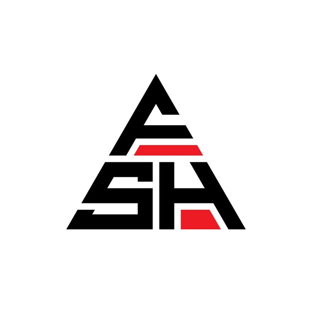 Diseño del logotipo triangular FSH con forma de triángulo Diseño del monograma FSH triángulo vectorial Estampa del logotipo FSH con color rojo Logo triangular simple elegante y lujoso