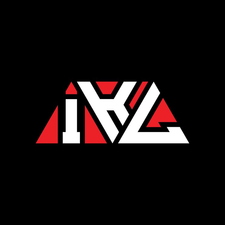 Vector diseño del logotipo triangular ikl con forma de triángulo diseño del monograma ikl triángulo triángulo vectorial plantilla del logotipo ikl con color rojo logotipo triangulares ikl simple elegante y lujoso logotipo ikl