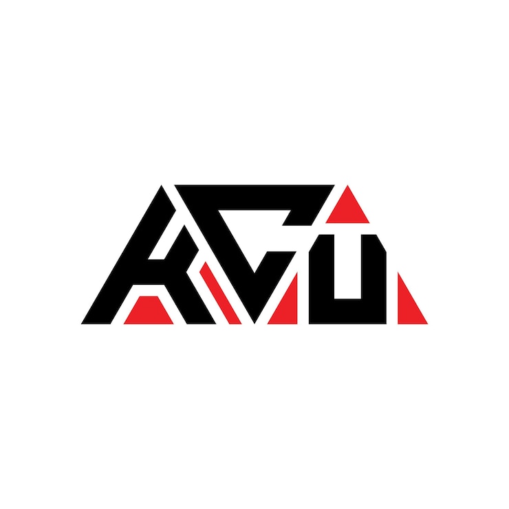 Vector diseño del logotipo triangular de kcu con forma de triángulo diseño del monograma del logotipo de kcu triángulo vectorial plantilla del logotipo con color rojo logotipo triangulares de kcu simple elegante y lujoso logotipo kcu