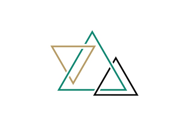 Diseño de logotipo triangular con líneas a rayas abstractas minimalistas y modernas