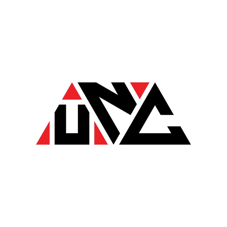 Vector el diseño del logotipo triangular de la unc con forma de triángulo el diseño del monograma del logotipo del triángulo de la unc