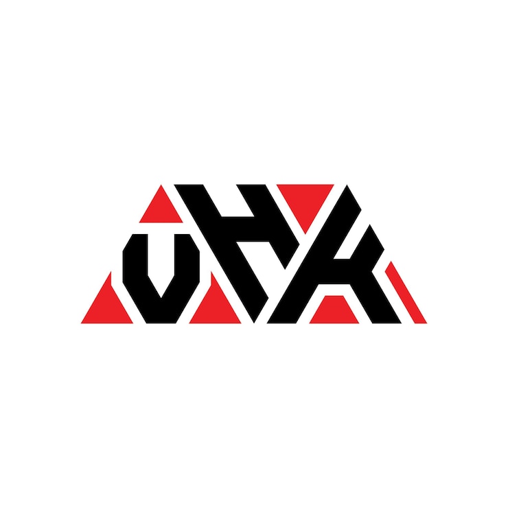 Vector el diseño del logotipo triangular de vhk con forma de triángulo vhk diseño de logotipo triángulo monograma vhk triángulo vectorial plantilla de logotipo con color rojo vhk logo triangular sencillo elegante y lujoso logotipo vhk