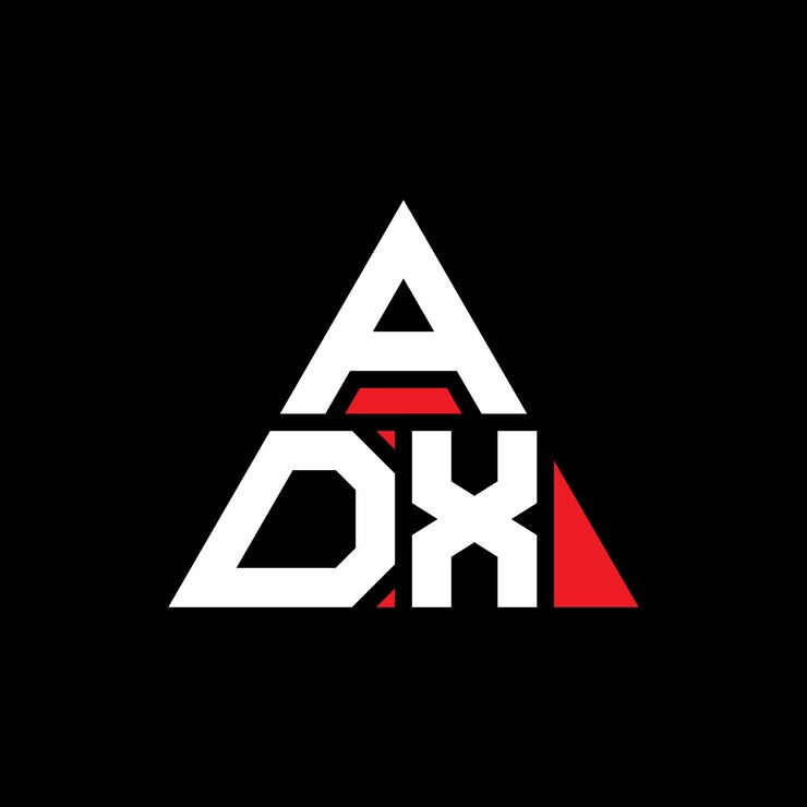 Vector diseño del logotipo del triángulo adx con forma de triángulo diseño del monograma del logotipo adx con triángulo vectorial modelo del logotipo con color rojo logotipo triangular adx simple elegante y lujoso