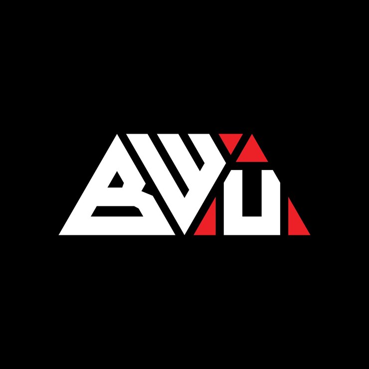 Vector el diseño del logotipo del triángulo bwu con la forma de un triángulo, el diseño del monograma del logotipo triangular bwu, la plantilla del logotipo vectorial triangular con el color rojo bwu, el logotipo triangle bwu, simple, elegante y lujoso.