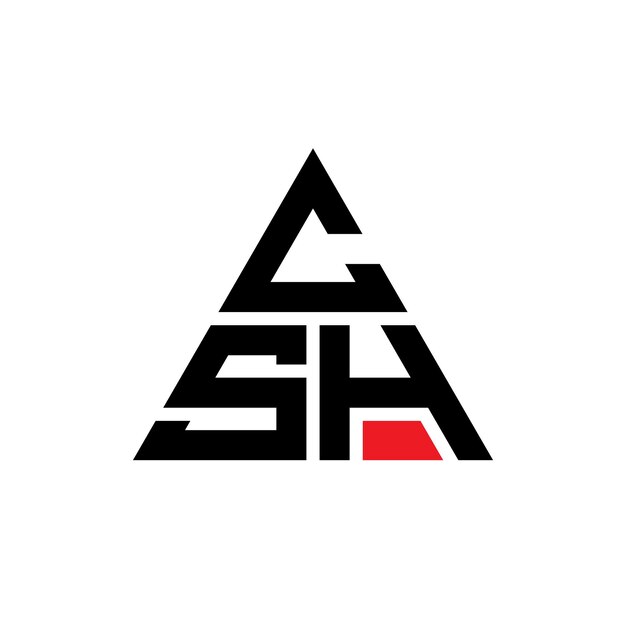 El diseño del logotipo del triángulo de CSH con forma de triángulo, el diseño del monograma del logotipo triángulo del CSH, la plantilla del logotipo vectorial del CSH con color rojo, el logotipo triangular de CSH, el diseño sencillo, elegante y lujoso.