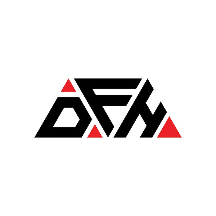 Vector diseño del logotipo del triángulo dfh con forma de triángulo diseño del monograma dfh triángulo vector del logotipo dfh con color rojo logotipo triangular dfh simple elegante y lujoso logotipo dfh