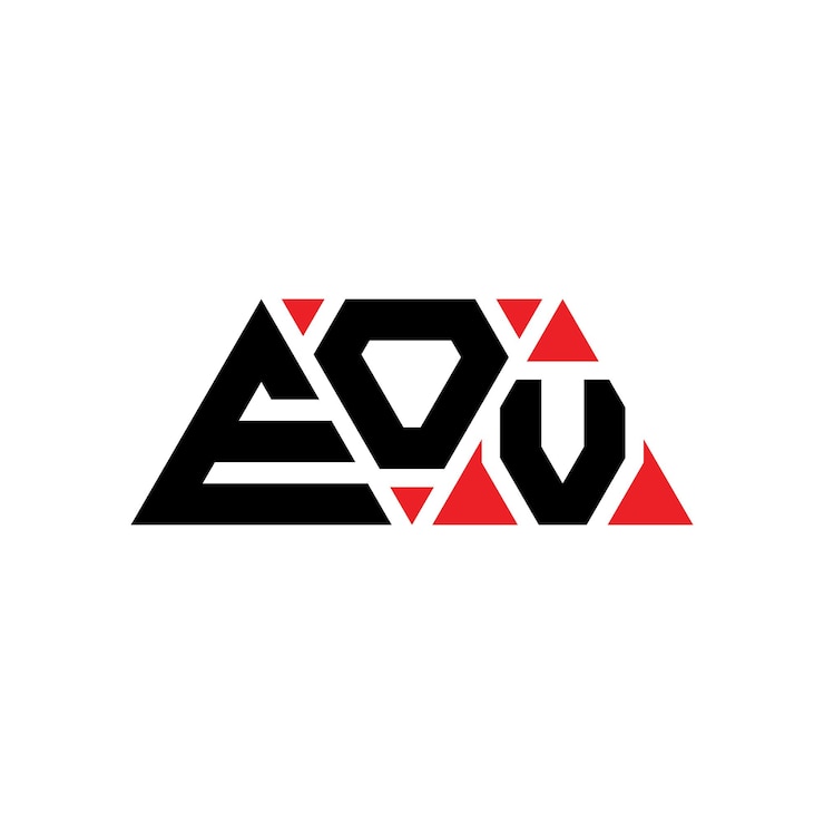 Vector el diseño del logotipo del triángulo eov con forma de triángulo el diseño del monograma del logotipo eov con triángulo vector eov con color rojo el logotipo triangular eov simple elegante y lujoso logotipo eov