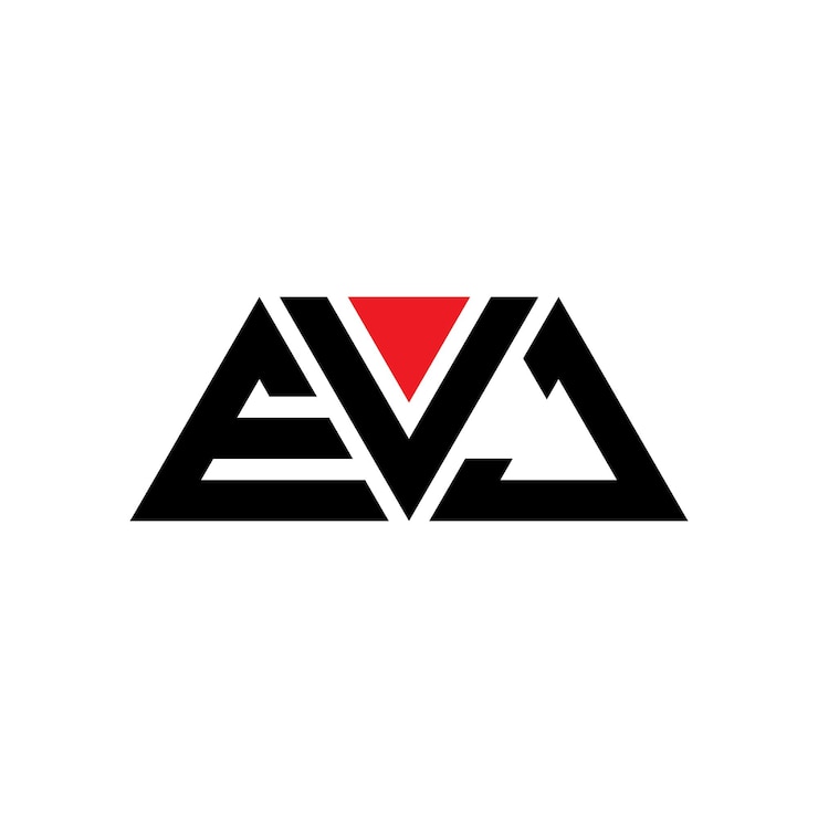 Vector el diseño del logotipo del triángulo evj con forma de triángulo el diseño del monograma del logotipo triangular evj con diseño vectorial de triángulos evj con color rojo logotipo triangulares evj simple elegante y lujoso logotipo evj