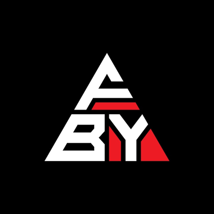Vector el diseño del logotipo del triángulo fby con forma de triángulo el diseño del monograma del logotipo triángulo vector fby la plantilla del logotipo con color rojo el logotipo triangular de fby sencillo elegante y lujoso