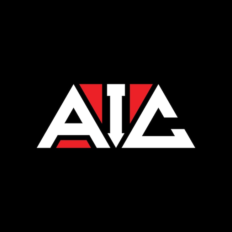 Vector el diseño del logotipo del triángulo con forma de triángulo, el diseño del monograma del logotipo triángulo del vector del aic, la plantilla del logotipo de la aic con color rojo, el logotipo triangular de la aic, simple, elegante y lujoso.