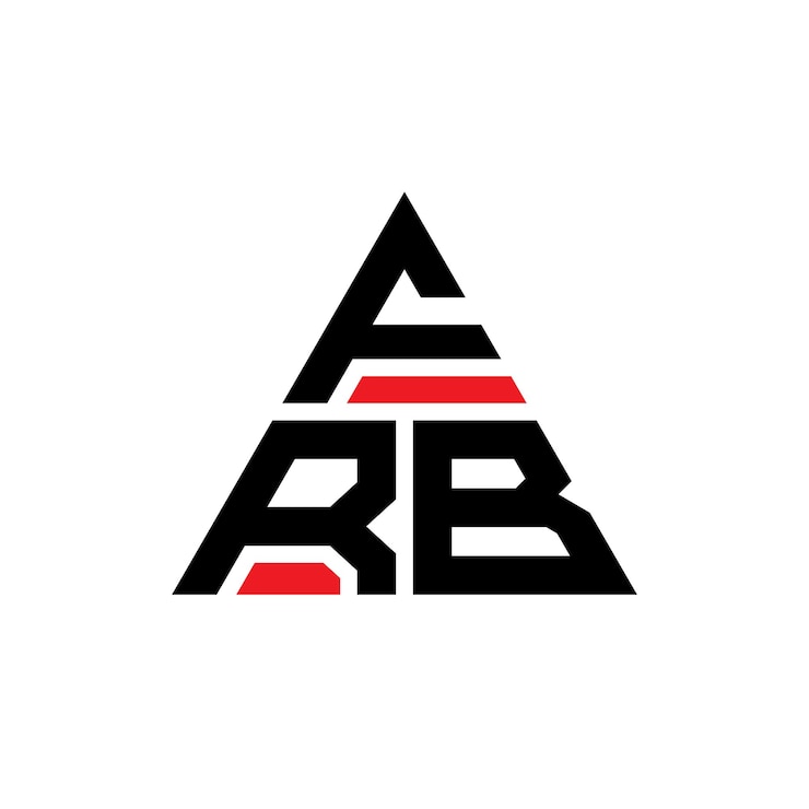 Vector el diseño del logotipo del triángulo frb con forma de triángulo, el diseño del monograma del logotipo frb con triángulo vectorial, la plantilla del logotipo con color rojo, el logotipo triangular frb, el diseño sencillo, elegante y lujoso.