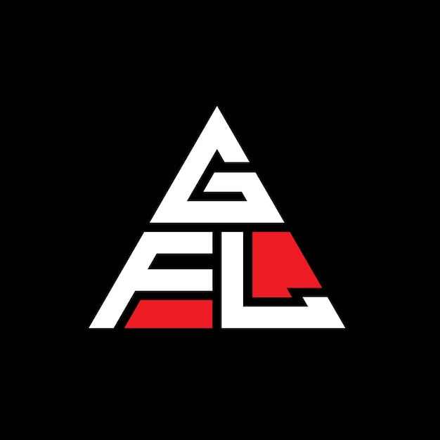 El diseño del logotipo del triángulo GFL con forma de triángulo, el diseño del monograma GFL con triángulo vectorial, la plantilla del logotipo GFL con color rojo, el logotipo triangular GFL simple, elegante y lujoso.