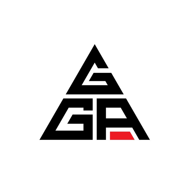Vector el diseño del logotipo del triángulo gga con forma de triángulo, el diseño del monograma del logotipo gga con triángulo vectorial, la plantilla del logotipo con color rojo, el logotipo triangular gga, el diseño de logotipo de gga es sencillo, elegante y lujoso.