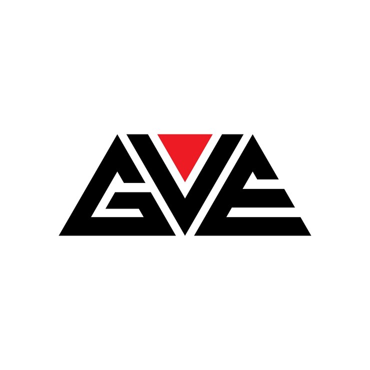 Vector el diseño del logotipo del triángulo gve con forma de triángulo, el diseño del monograma gve triángulo vectorial, la plantilla del logotipo con color rojo, el logotipo triangular gve simple, elegante y lujoso.