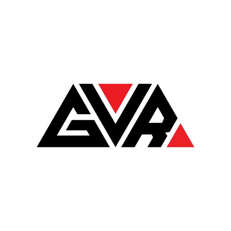 Vector el diseño del logotipo del triángulo gvr con forma de triángulo, el diseño del monograma del logotipo gvr con triángulo vectorial, la plantilla del logotipo con color rojo, el logotipo triangular gvr simple, elegante y lujoso.