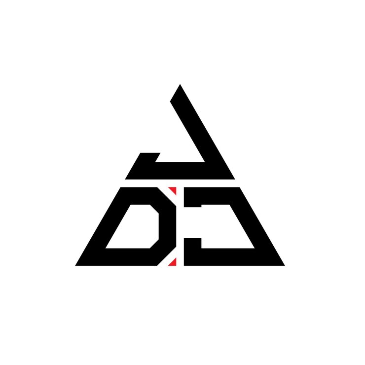 Vector el diseño del logotipo del triángulo jdj con forma de triángulo, el diseño del monograma jdj, la plantilla del logotipo vectorial triangular jdj con color rojo, el logotipo triangular simple, elegante y lujoso.
