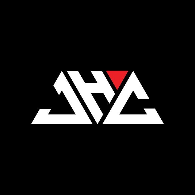 El diseño del logotipo del triángulo JHC con la forma de un triángulo, el diseño del monograma del logotipo JHC con el color rojo, el logotipo triangular JHC simple, elegante y lujoso.