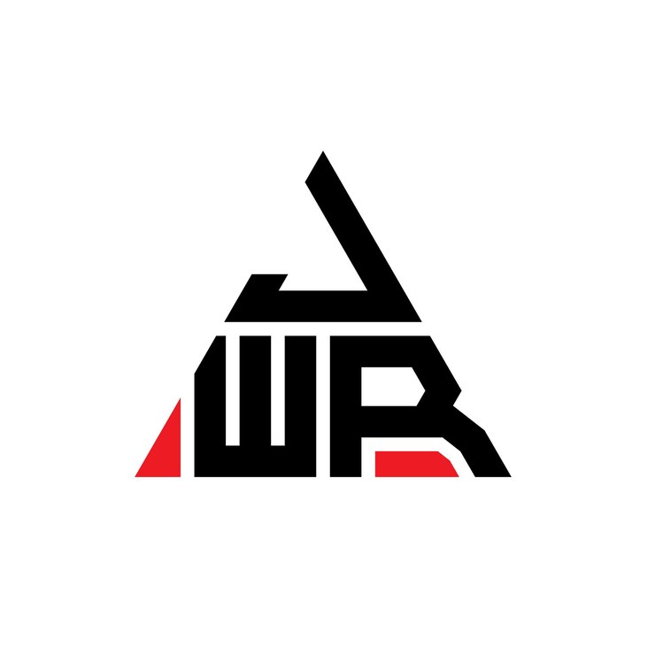 Vector el diseño del logotipo del triángulo jwr con forma de triángulo, el diseño del logotipio del monograma jwr con triángulo vectorial, la plantilla del logotipo jwr con color rojo, el logotipo triangular jwr simple, elegante y lujoso.