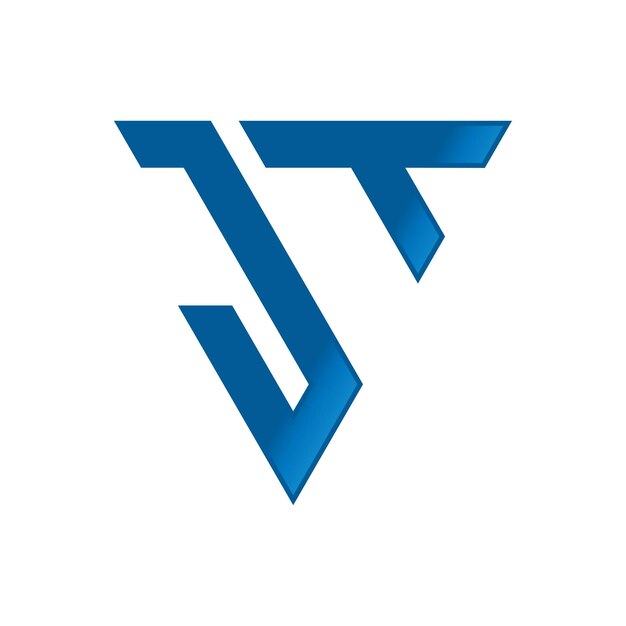 Diseño del logotipo del triángulo de la letra JT