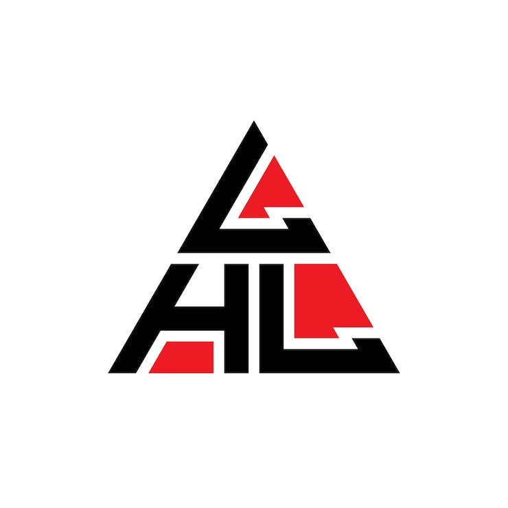 Vector el diseño del logotipo del triángulo lhl con forma de triángulo, el diseño del monograma lhl, la plantilla del logotipo de vector de triángulos lhl con color rojo, el logotipo triangular lhl, el diseño simple, elegante y lujoso.