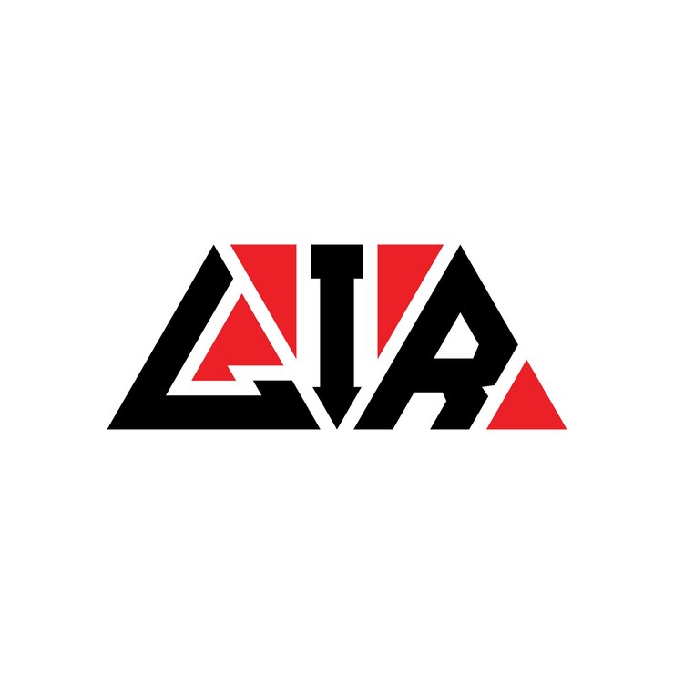 Vector el diseño del logotipo del triángulo lir con forma de triángulo, el diseño del monograma lir con triángulo vector, la plantilla del logotipo lir con color rojo, el logotipo triangular lir simple, elegante y lujoso.