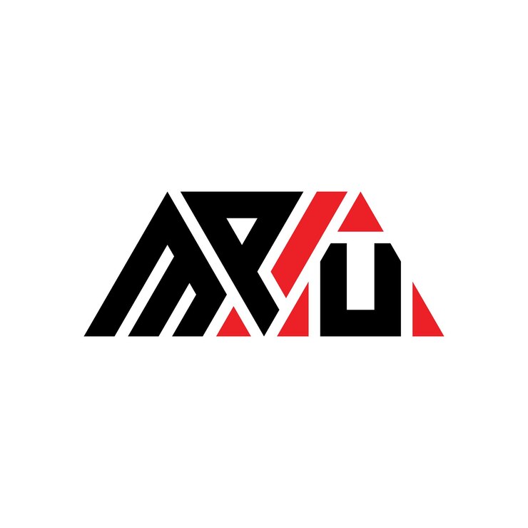 Vector diseño del logotipo del triángulo mpu con forma de triángulo diseño del monograma del logotipo mpu triángulo vector del logotipo de la plantilla con color rojo logotipo triangular mpu simple elegante y lujoso logotipo mpu