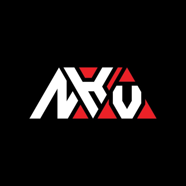 Vector el diseño del logotipo del triángulo nkv con forma de triángulo el diseño del monograma nkv triángulo vectorial la plantilla del logotipo nkv con color rojo el logotipo triangular nkv sencillo elegante y lujoso