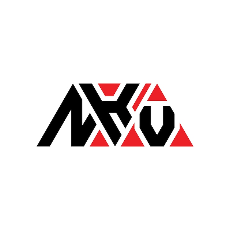 Vector el diseño del logotipo del triángulo nkv con forma de triángulo el diseño del monograma nkv triángulo vectorial la plantilla del logotipo nkv con color rojo el logotipo triangular nkv sencillo elegante y lujoso