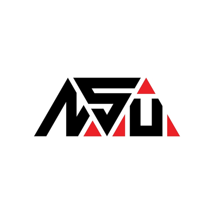 Vector diseño del logotipo del triángulo nsu con forma de triángulo diseño del logotipo triángulo monograma nsu triángulo vectorial plantilla del logotipo con color rojo nsu logotipo triangular sencillo elegante y lujoso nsu