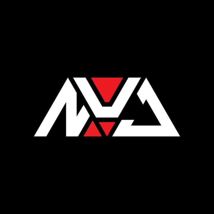 Vector el diseño del logotipo del triángulo nuj con forma de triángulo el diseño del monograma del logotipo nuj con triángulo vectorial la plantilla del logotipo con color rojo el logotipo triangular nuj sencillo elegante y lujoso
