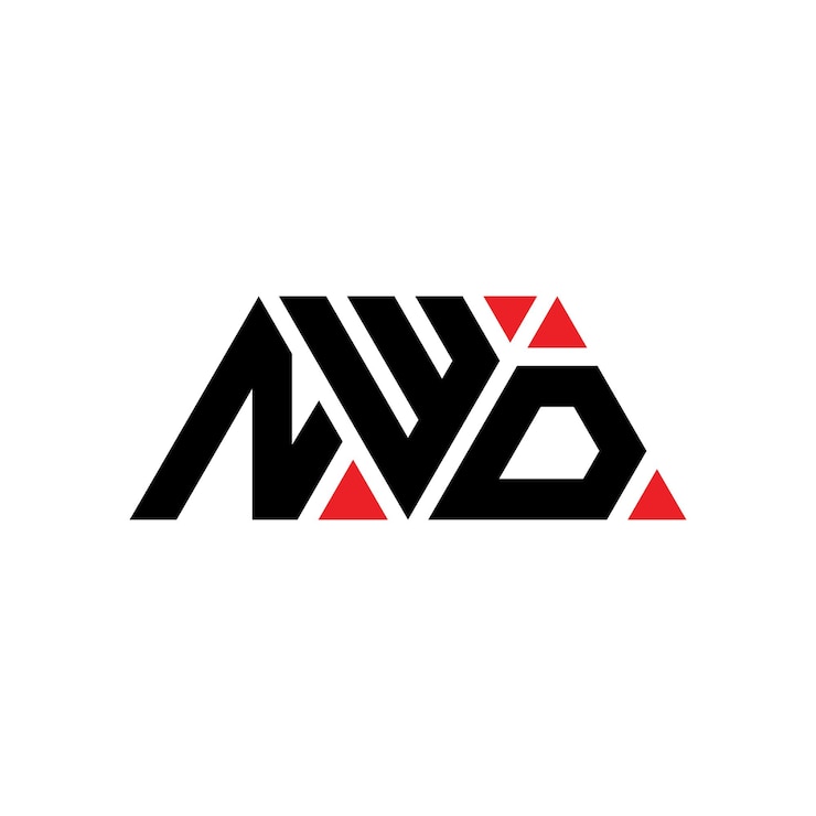 Vector el diseño del logotipo del triángulo de nwd con forma de triángulo, el diseño del monograma del logotipo de nwd, la plantilla del logotipo vectorial del triangle con color rojo, el logotipo triangular de nwd simple, elegante y lujoso.