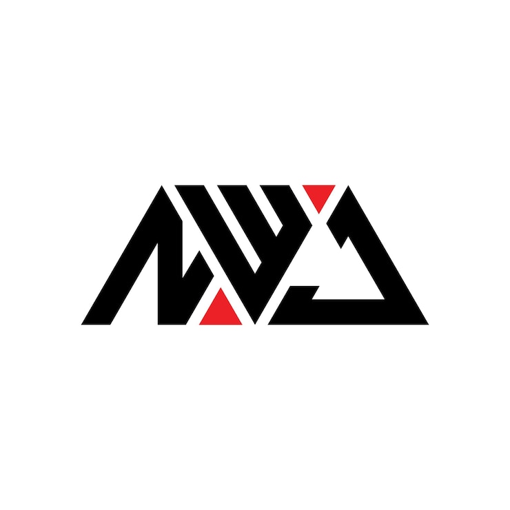 Vector el diseño del logotipo del triángulo nwj con forma de triángulo el diseño del monograma del logotipo triángulo de nwj con color rojo el logotipo triangular de nwj simple elegante y lujoso el logotipo de nwj