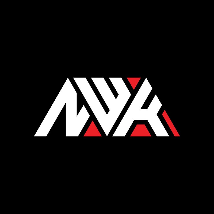 Vector el diseño del logotipo del triángulo de nwk con forma de triángulo, el diseño del monograma del logotipo de nwk, la plantilla del logotipo vectorial triangular con color rojo, el logotipo triangular nwk, el diseño sencillo, elegante y lujoso de nwk.