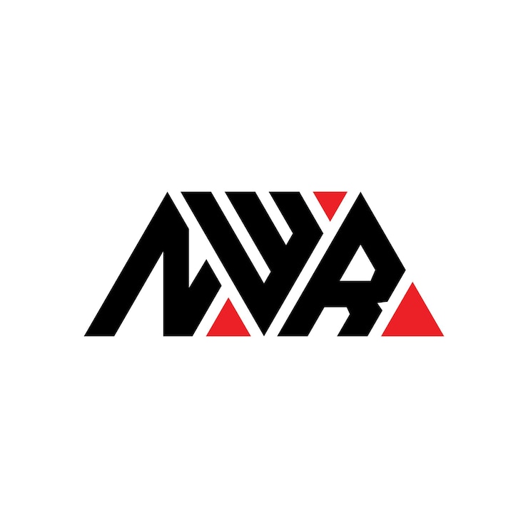 Vector el diseño del logotipo del triángulo de nwr con forma de triángulo, el diseño del monograma del logotipo triángulo del nwr, la plantilla del logotipo vectorial del triangle del nwr con color rojo, el logotipo triangular del nwr simple, elegante y lujoso.