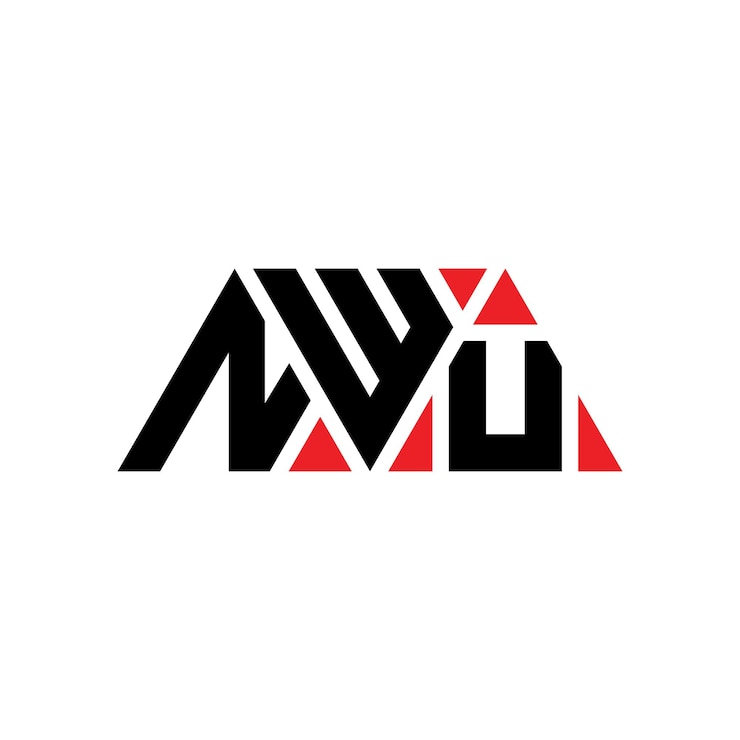 Vector el diseño del logotipo del triángulo de nwu con forma de triángulo el diseño del monograma del logotipo triángulo del nwu con color rojo el logotipo triangular del nwu simple elegante y lujoso el logotipo del nwu