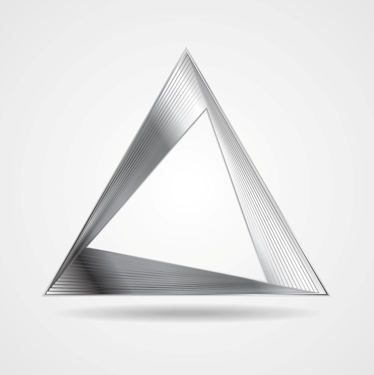 Vector diseño de logotipo de triángulo plateado abstracto