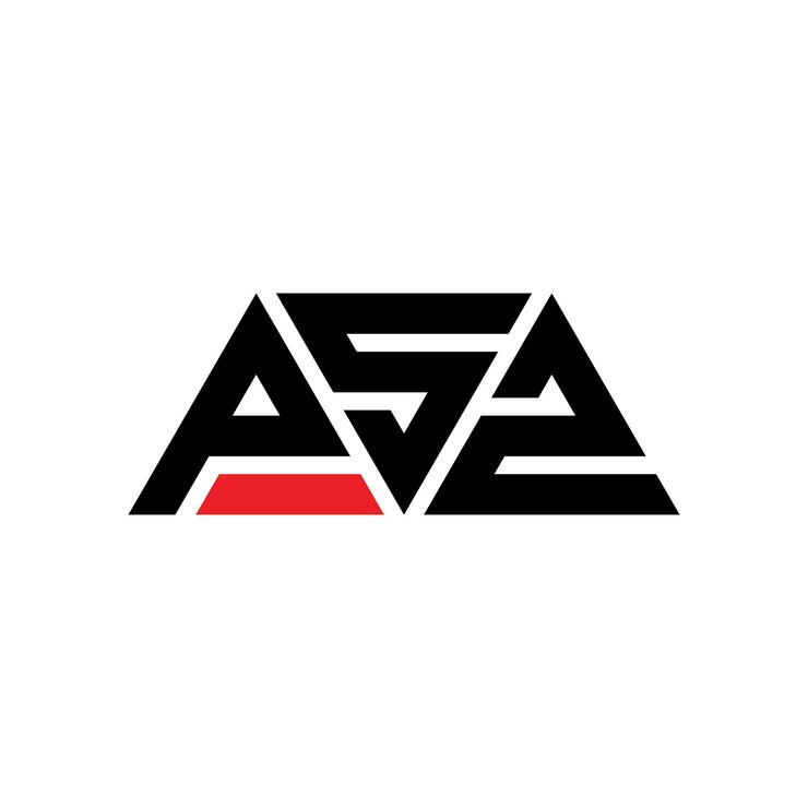 Vector el diseño del logotipo del triángulo psz con forma de triángulo, el diseño del monograma del logotipo psz con triángulo vectorial, la plantilla del logotipo de psz con color rojo, el logotipo triangular psz simple, elegante y lujoso.