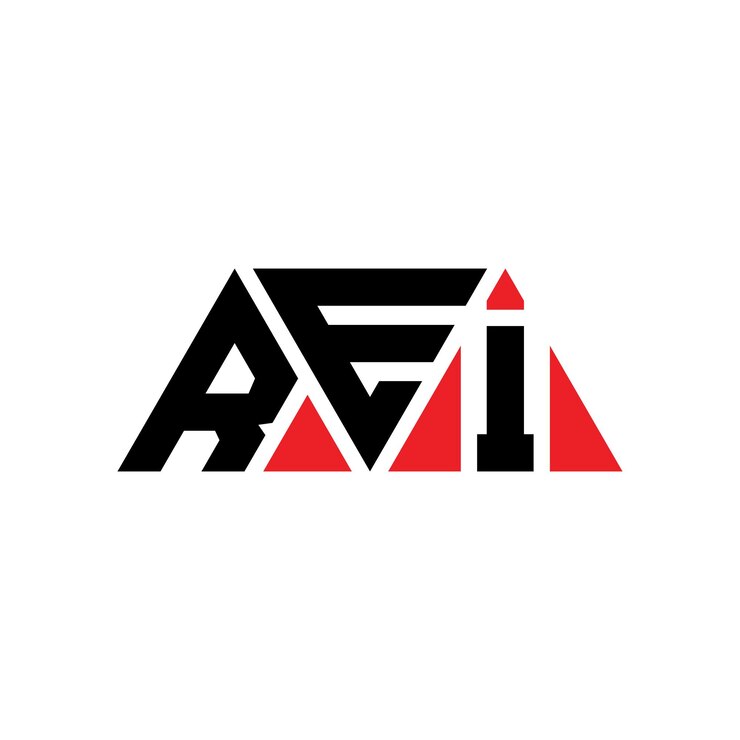 Vector diseño del logotipo del triángulo rei con forma de triángulo diseño del logotipo triángulo monograma rei triángulo vectorial plantilla del logotipo con color rojo logotipo triangular rei sencillo elegante y lujoso logotipo rei