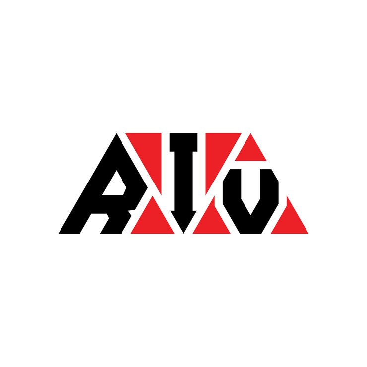 Vector el diseño del logotipo del triángulo riv con forma de triángulo, el diseño del monograma riv, la plantilla del logotipo vectorial triangular riv con color rojo, el logotipo triangular simple, elegante y lujoso riv.