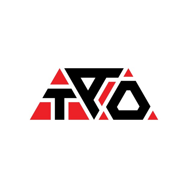 Vector el diseño del logotipo del triángulo tao con la forma de un triángulo, el diseño del monograma tao con el triángulo vector, la plantilla del logotipo con el color rojo tao, el logotipo triangular, el diseño simple, elegante y lujoso tao.