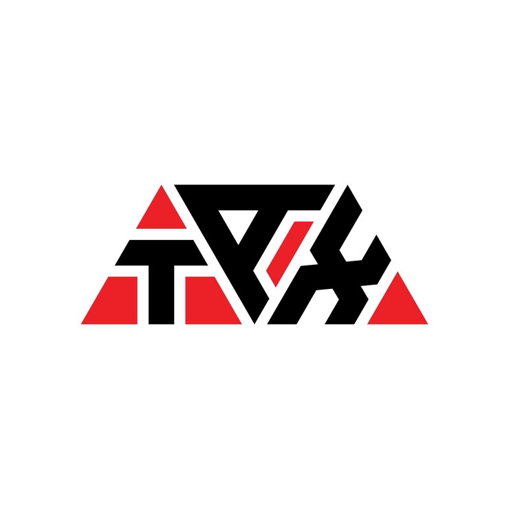 Vector diseño del logotipo del triángulo tax con forma de triángulo diseño del monograma del logotipo tax triángulo vector del logotipo de la plantilla tax con color rojo logotipo triangular tax simple elegante y lujoso logotipo tax