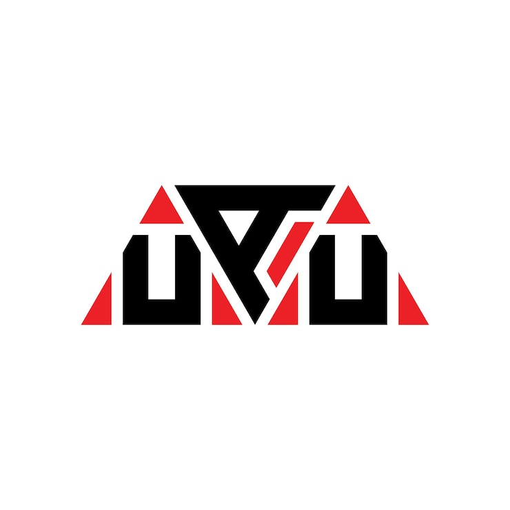 Vector el diseño del logotipo del triángulo de la uau con forma de triángulo, el diseño del monograma del logotipo triángulo del uau, la plantilla del logotipo vectorial del uau con color rojo, el logotipo triangular del uau simple, elegante y lujoso.