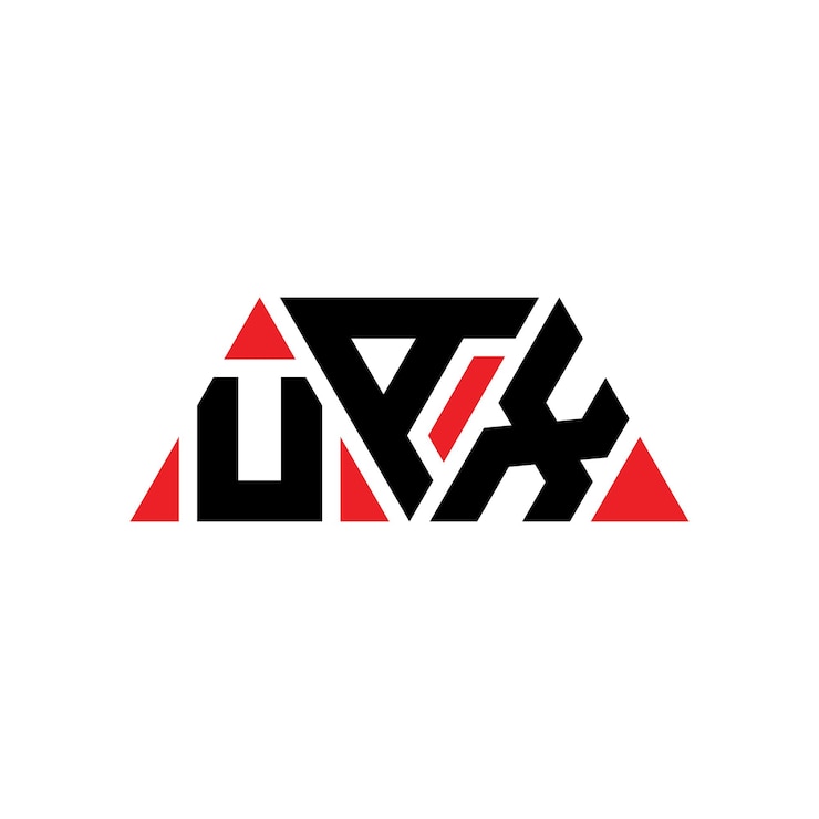 Vector el diseño del logotipo del triángulo de uax con forma de triángulo, el diseño del monograma del logotipo de uax, la plantilla del logotipo vectorial triangular con color rojo, el logotipo triangular simple, elegante y lujoso de uax.