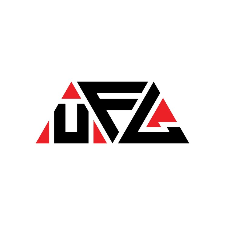 Vector el diseño del logotipo del triángulo ufl con forma de triángulo el diseño del monograma del logotipo ufl con triángulo vector ufl con color rojo el logotipo triangular ufl simple elegante y lujoso logotipo ufl