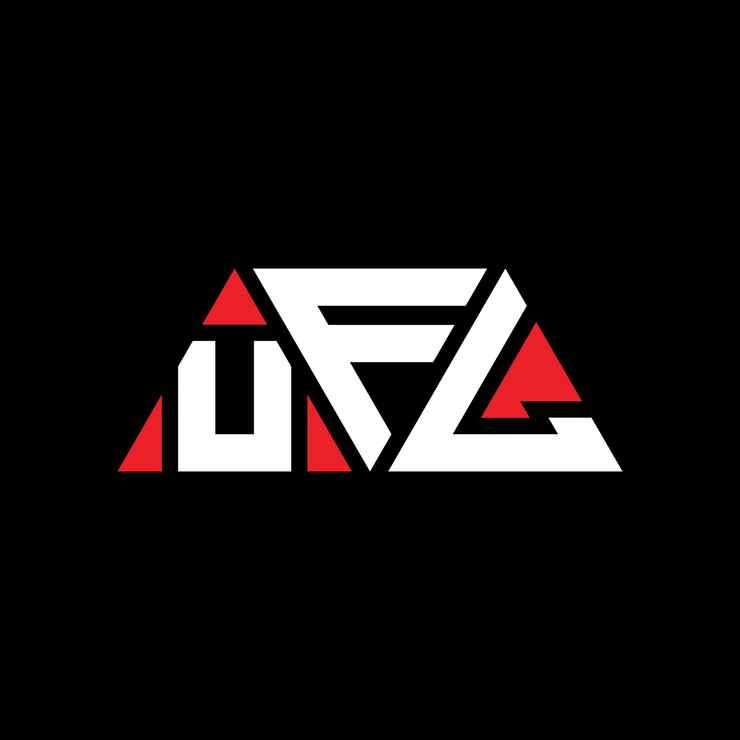 Vector el diseño del logotipo del triángulo ufl con forma de triángulo el diseño del monograma del logotipo ufl con triángulo vector ufl con color rojo el logotipo triangular ufl simple elegante y lujoso logotipo ufl