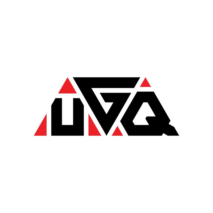 Vector el diseño del logotipo del triángulo de ugq con forma de triángulo, el diseño del monograma del logotipo triángulo ugq, la plantilla del logotipo vectorial triángulo con color rojo, el logotipo triangular ugq, el diseño sencillo, elegante y lujoso del logotipo ugq.