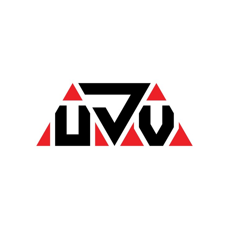 Vector el diseño del logotipo del triángulo ujv con forma de triángulo el diseño del monograma del logotipo triángulo de ujv con color rojo el logotipo triangular ujv sencillo elegante y lujoso el logotipo ujv
