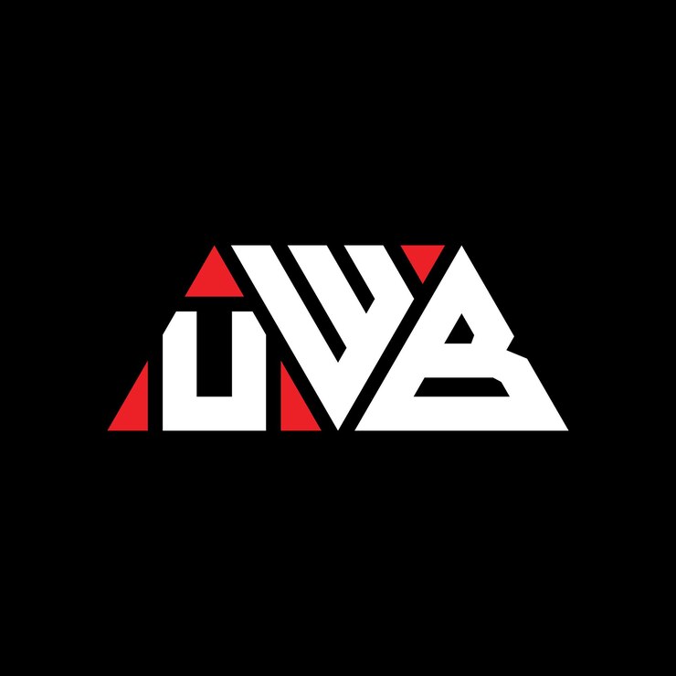 Vector el diseño del logotipo del triángulo uwb con forma de triángulo el diseño del monograma del logotipo triangular uwb con diseño vectorial triangular con el color rojo el logotipo de uwb triangular simple elegante y lujoso el logotipo uwb