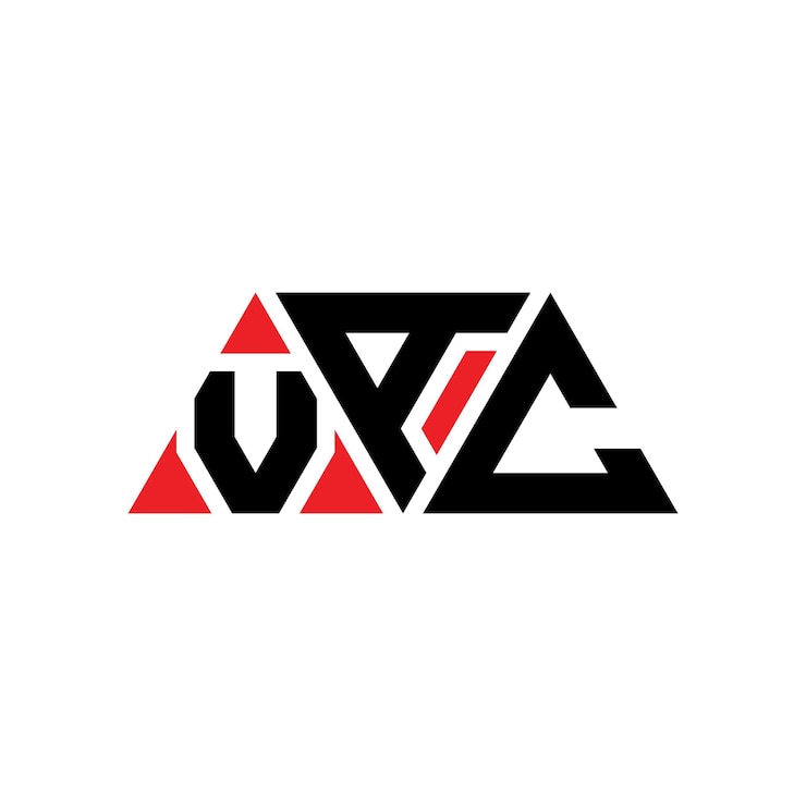 Vector el diseño del logotipo del triángulo vac con la forma de un triángulo, el diseño del monograma del logotipo vac con el color rojo, el logotipo triangular vac, el diseño simple, elegante y lujoso vac.